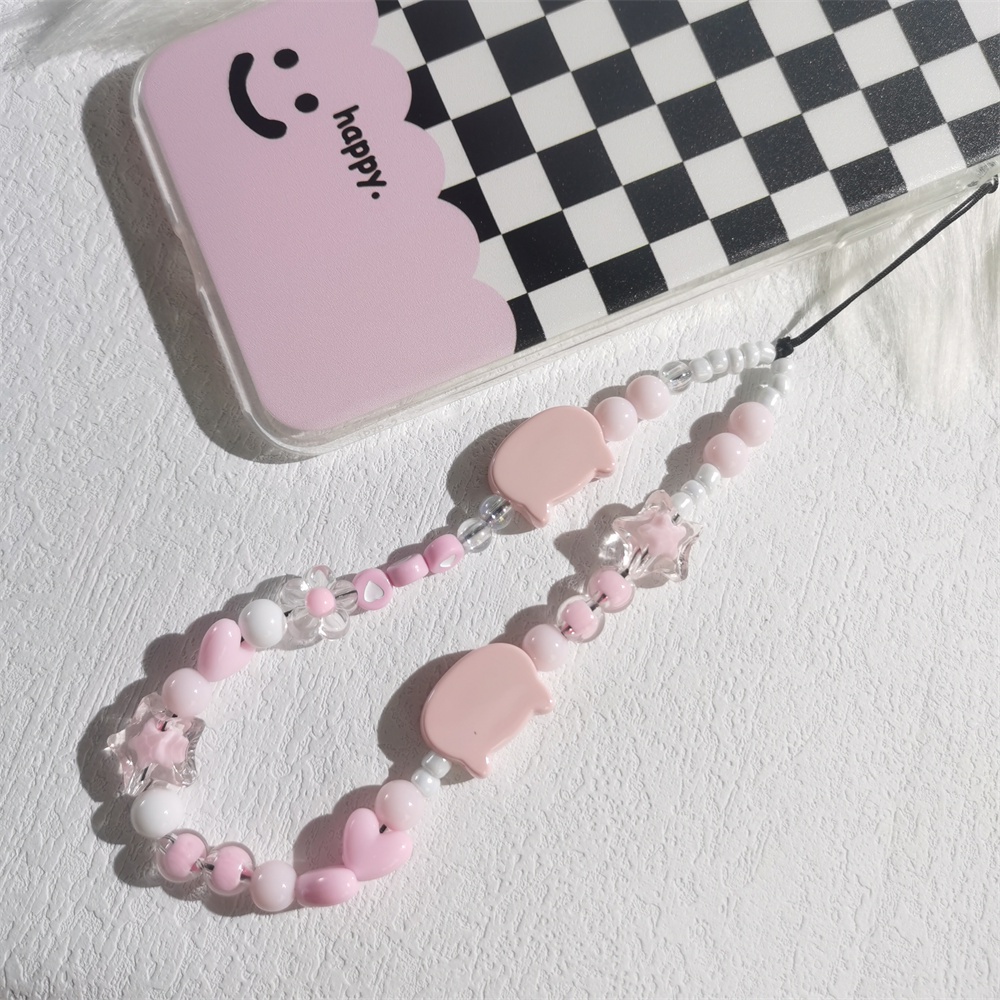 Tali Lanyard Manik-Manik Mutiara Akrilik Anti Hilang Warna-Warni Untuk Case Hp