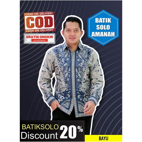 BAYU KEMEJA BATIK SOLO PRIA LENGAN PANJANG FULL FURING ATASAN BAJU PREMIUM MODERN BATIK INDONESIA WE