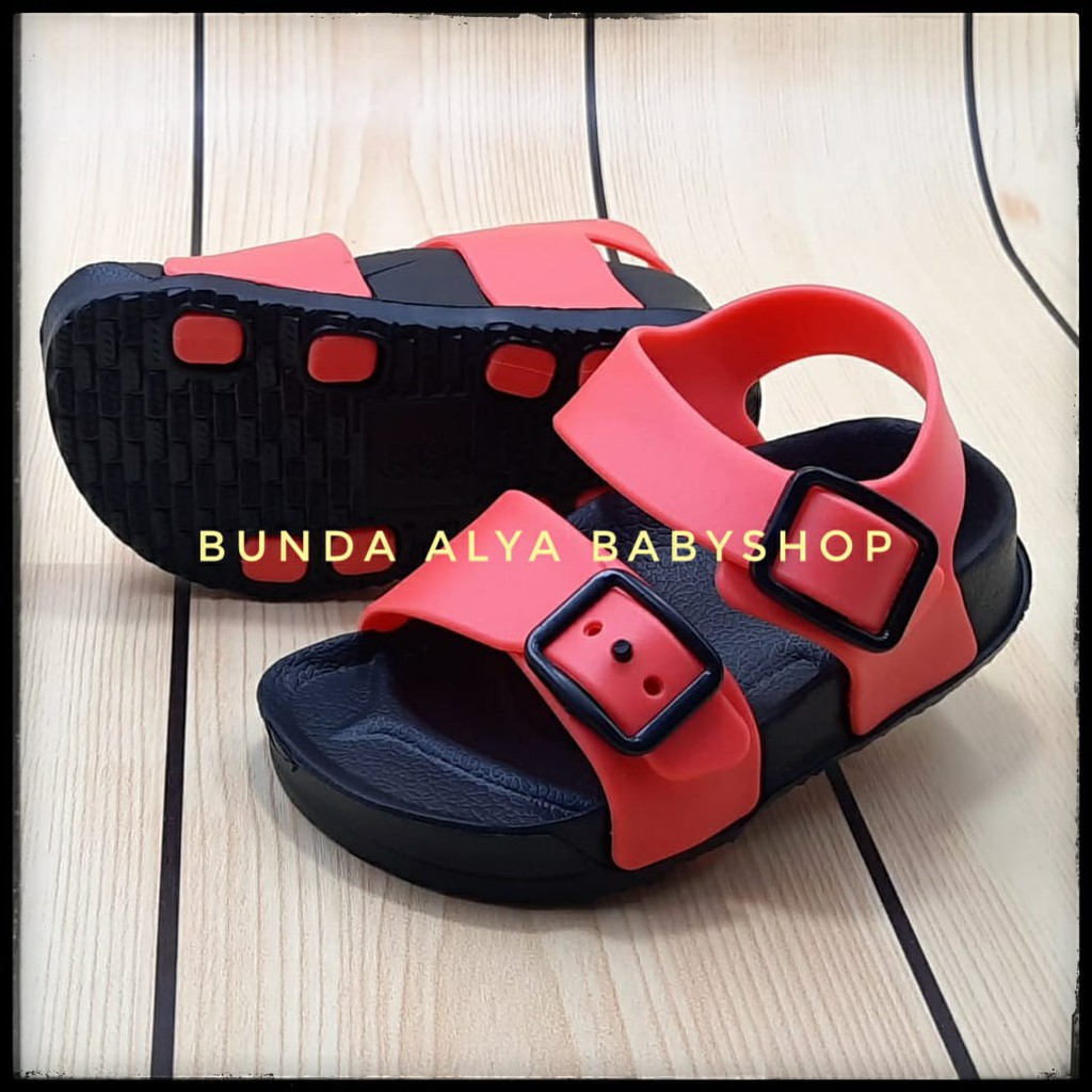 Sendal Anak Laki Laki Usia 2 3 4 Tahun ORANGE Karet Anti Licin - Sepatu Sandal Anak Cowok Karet Size 24 -29 Anti Licin