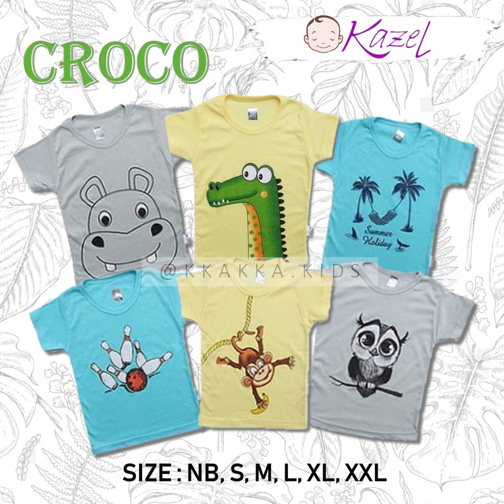 6PCS KAZEL  TSHIRT CROCO EDITION ISI 6 PCS SNI Kaos  Anak  