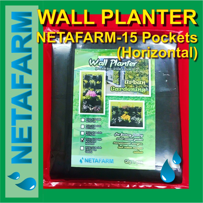 NETAFARM Wall Planter 15 Pockets HORIZONTAL Pot Dinding