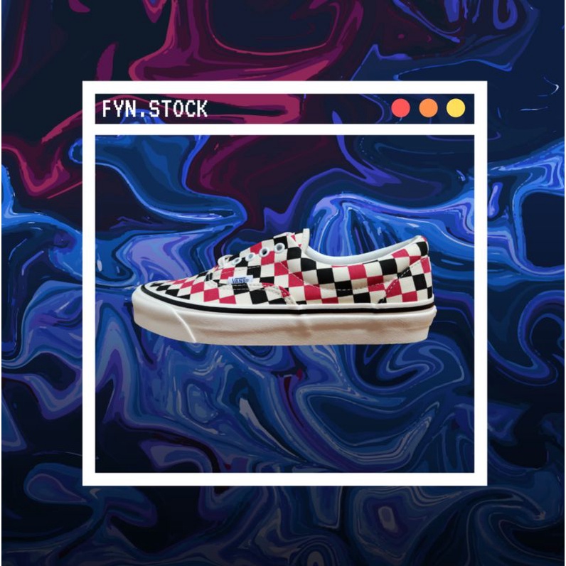 VANS ERA 95 DX ANAHEIM FACTORY OG CHECK BLACK RED - RESMI PT NAVYA