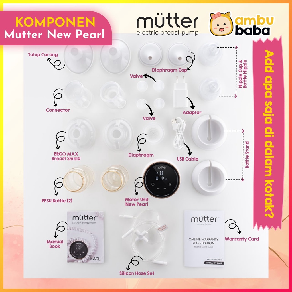 MUTTER NEW PEARL Pompa ASI Elektrik Double Breast Pump