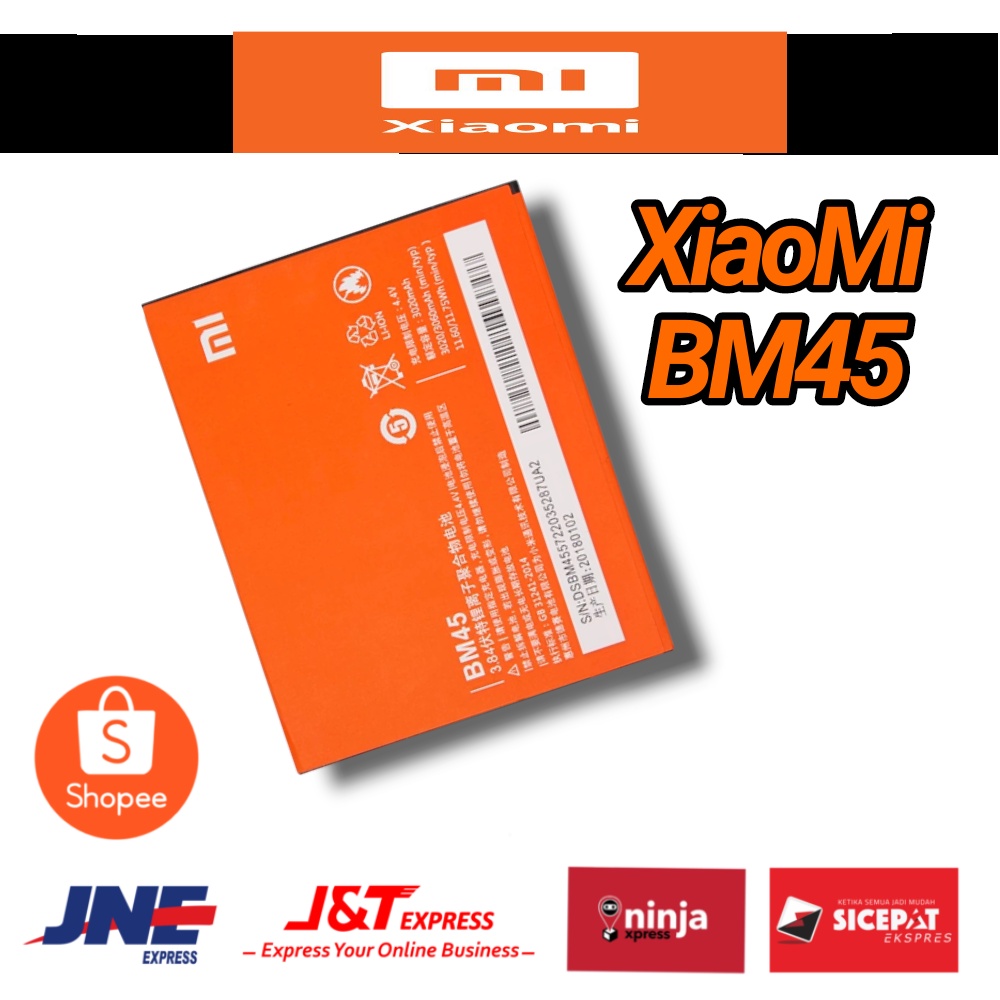Baterai Batre Battre Battery Xiaomi Redmi Note2 Ori Note 2 BM45 GROSIR DIST