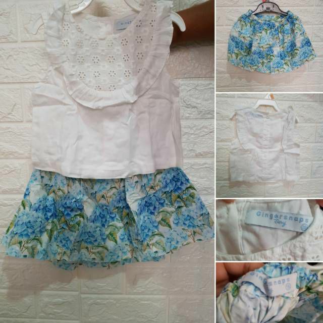Preloved Gingersnaps Blue Flower Skirt Set