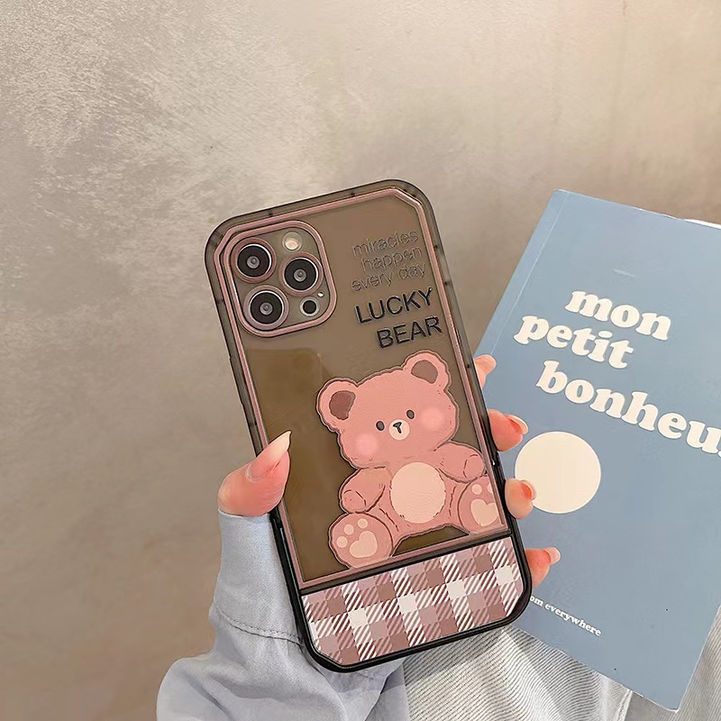 Soft Case TPU Transparan Motif Beruang Untuk iPhone 12 13 Se 2020 6 6S 7 8 Plus X XS XR 11 Pro Max