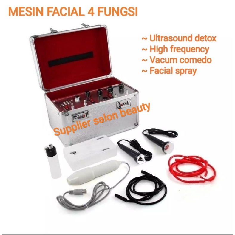 Alat facial 4in1 Alat facial 4 fungsi High frequency Ultrasound detox Vacum Spray