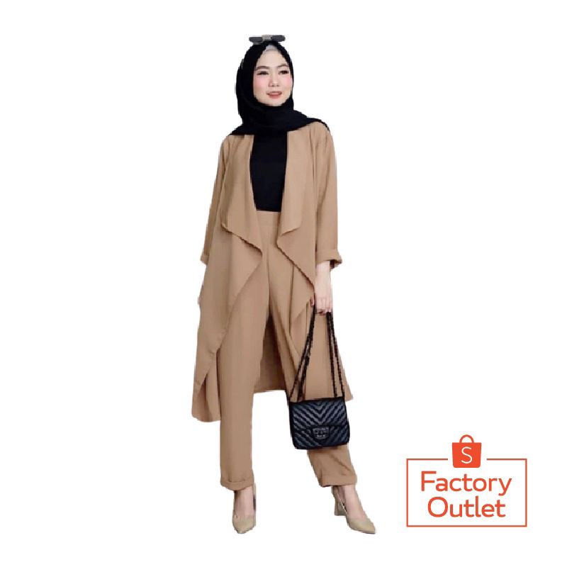Set Livior 2in1 | Setelan Baju Muslim Remaja | Setelan Outer + Celana | Outfit Muslim Wanita