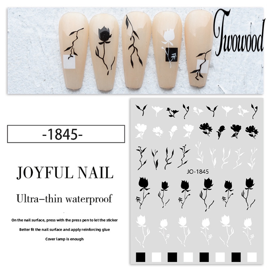 Stiker Nail Art Warna Hitam Dan Putih Untuk Wanita