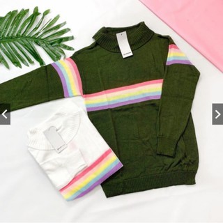 TURTLENECK RAINBOW  Sweater rajut  Baju  wanita Baju  