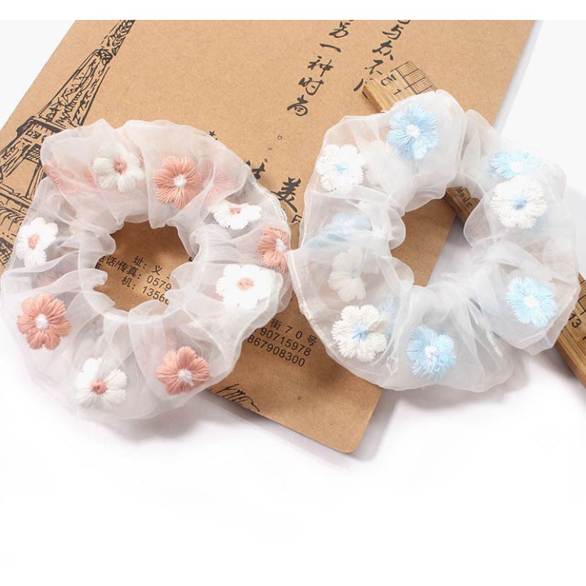 Scrunchie - Kunciran Ikat Rambut Korea Daisy Bunga Cepol Hijab / Jilbab [ Gratis Ongkir / Cod ]