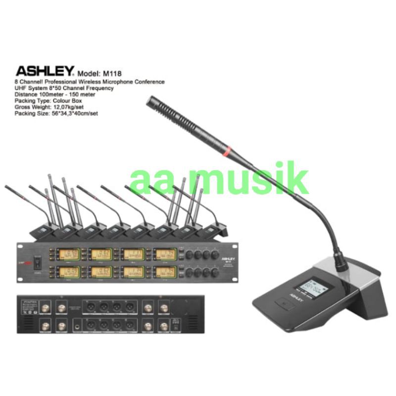 MIC CONFERENCE ASHLEY M118 UHF DIGITAL ORIGINAL 8 MIC M-118