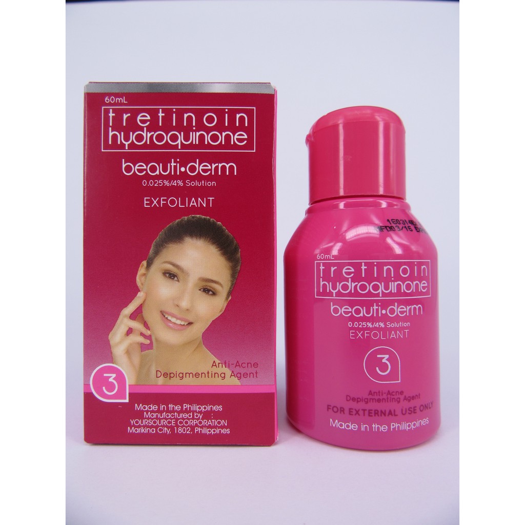 Tretinoin Hydroquinone Beauti-derm exfoliant anti acne and depigment [MERAH] termurah