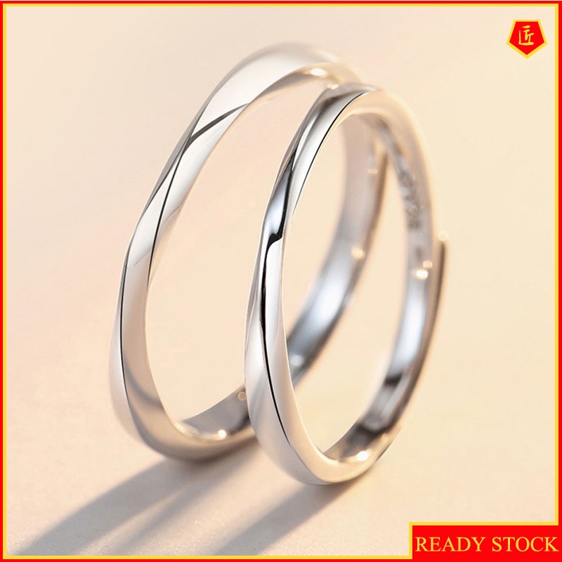 [Ready Stock]Simple Silver Mobius Strip Couple Rings