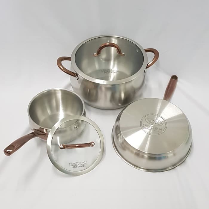 Panci Set Stainless Nakami NK-5000K (Bisa Kompor Induksi)