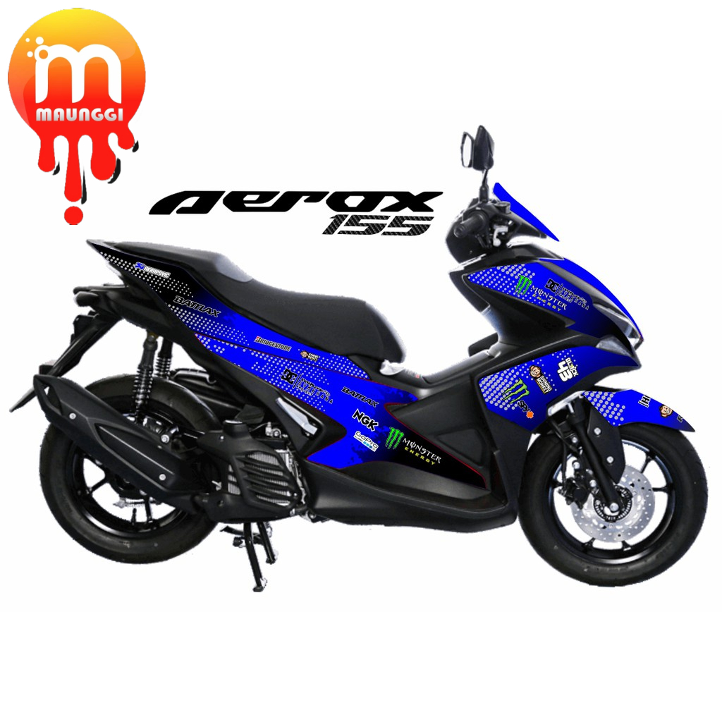 Striping motor aerox 155 full body Decal aerox 155 biru Stiker variasi motor aerox versi lama