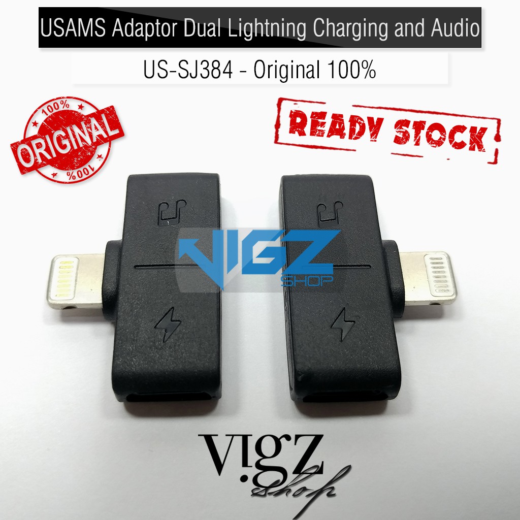 USAMS Adaptor Dual Lightning Charging and Audio US-SJ384 Original