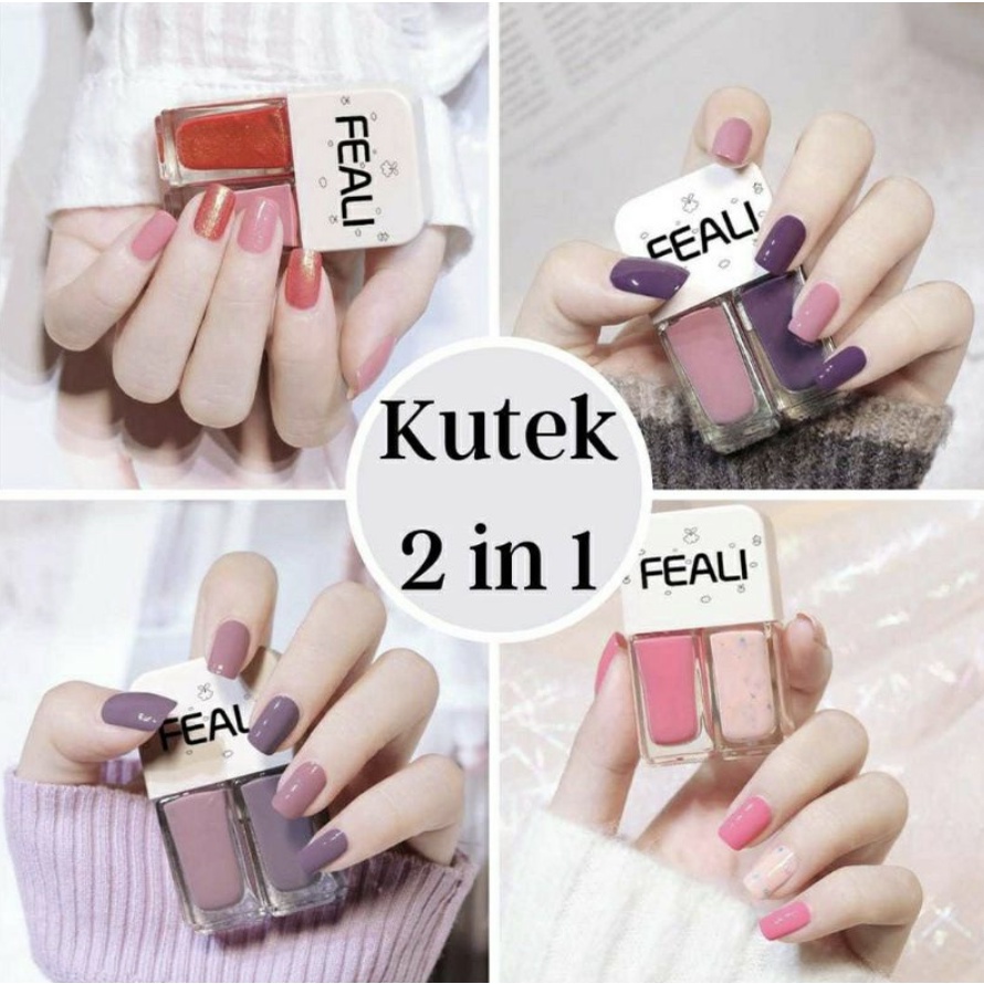 Feali 2in1 Kuteks Korea / Non Peel OFF / Cat Kuku / Kuteks Premium Murah