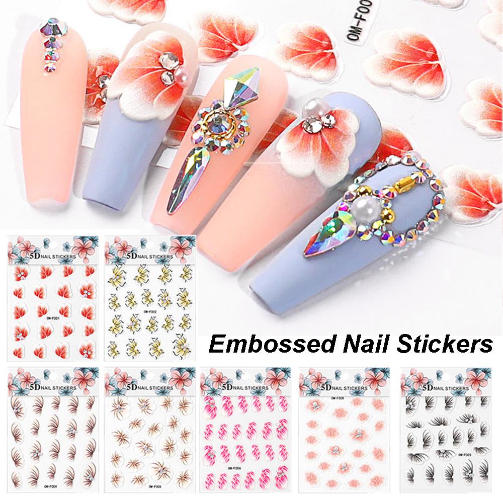 AUGUSTINA Agustina Dekorasi Nail Art Ultra-Tipis Tahan Air Tiga Dimensi Relief Manicure Decals