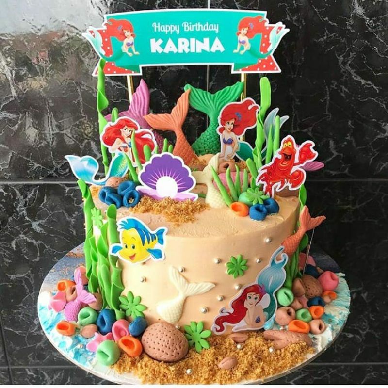 Dekorasi Kue Tema Mermaid Ariel