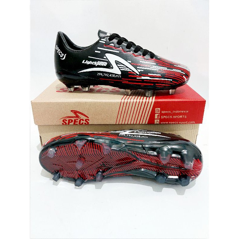 sepatu bola specs alpha out dor terbaru sepatu bola LEIGHTSPEED REBORN IN HITAM MERAH/HITAM GOLD( COD )-LS HITAM MERAH BOLA