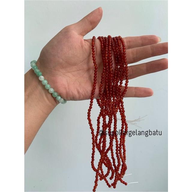 batu manau merah 4mm red garnet carnelian bahan bracelet necklackle
