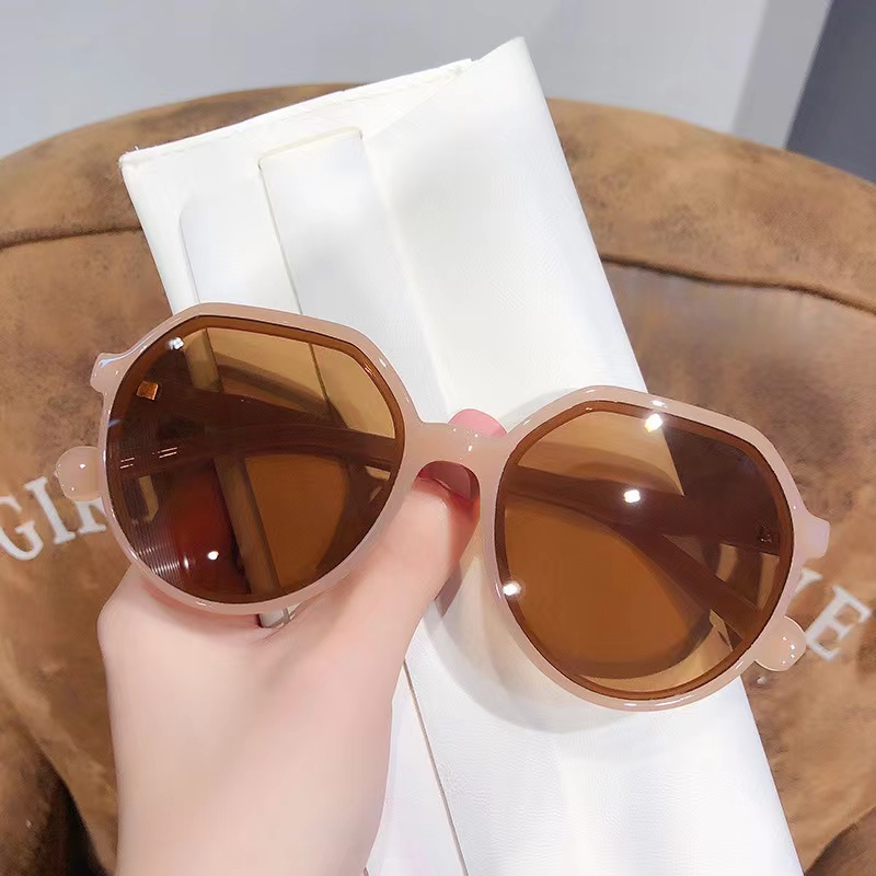 Kacamata Hitam Wanita Hexagon - Kacamata Elegan Retro Wanita Korean Style-Ka-61 Tea