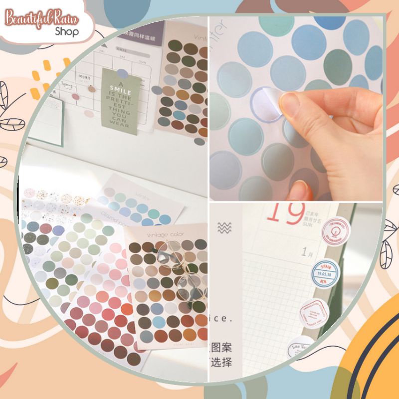 

[BeautifulRain] Stiker Kertas Dekor Macaron DOTS Paper Sticker DIY Planner Scrapbook aesthetik