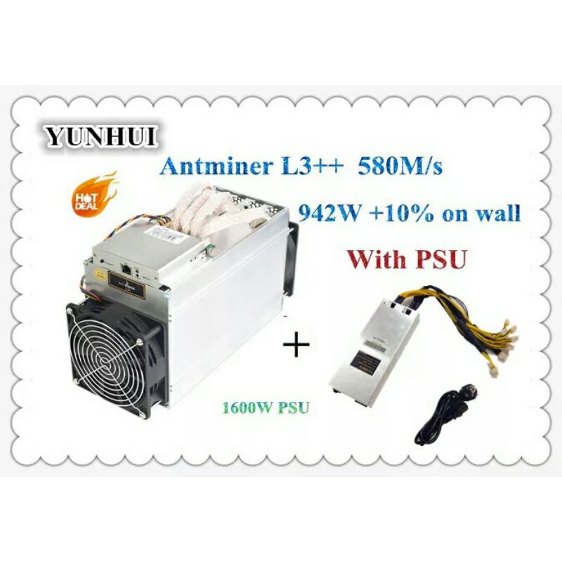 ANTMINER L3++ 580M With PSU Scrypt Miner LTC Litecion Mining