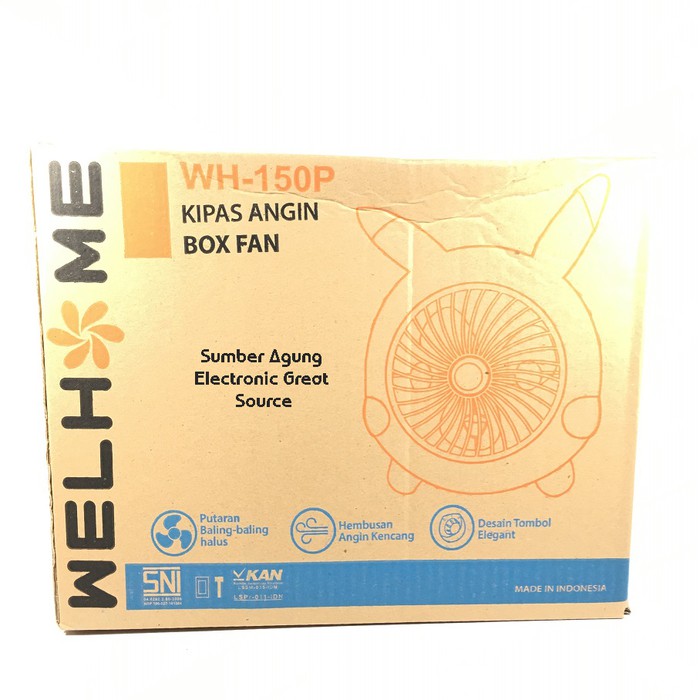 Kipas Meja 10inch Pikachu Kuning Welhome WH150P SNI Box Fan Bisa Berputar