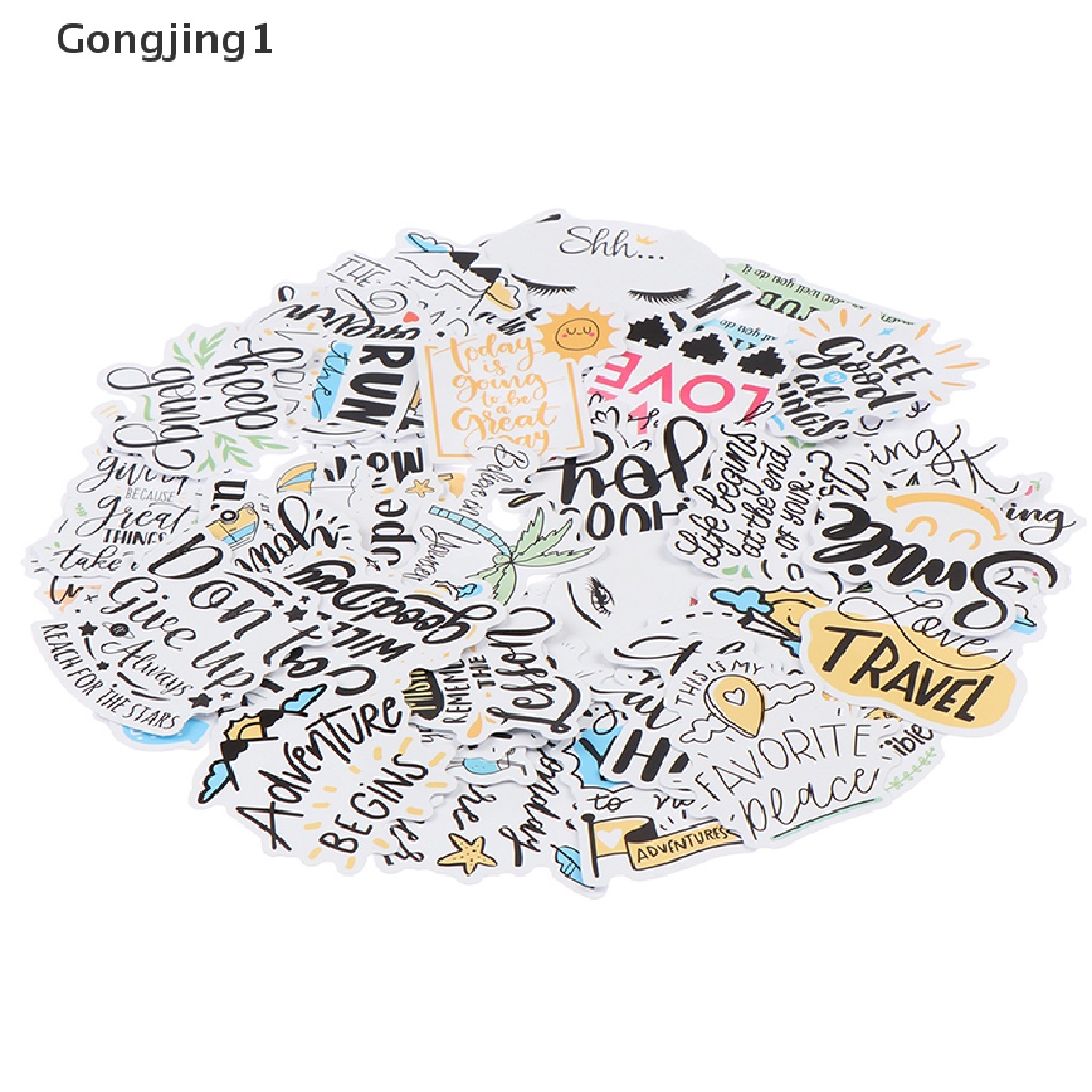 Gongjing1 50pcs Stiker Motivasi Anti Air Untuk Laptop / Skateboard