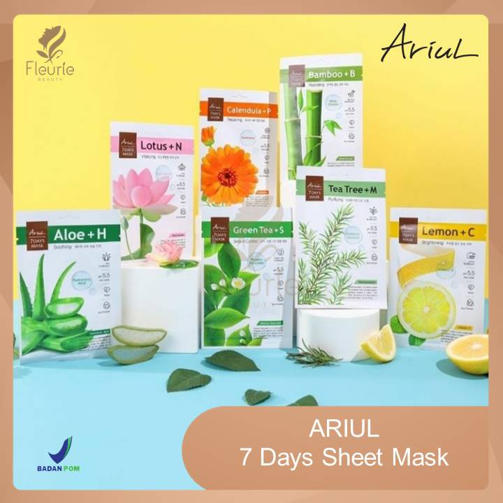 ARIUL 7 Days Sheet Mask 20gr / 7Days Mask Duo 2in1 Acne Care / 7Days Mask Duo 2in1 Brightening- Masker Wajah Original BPOM