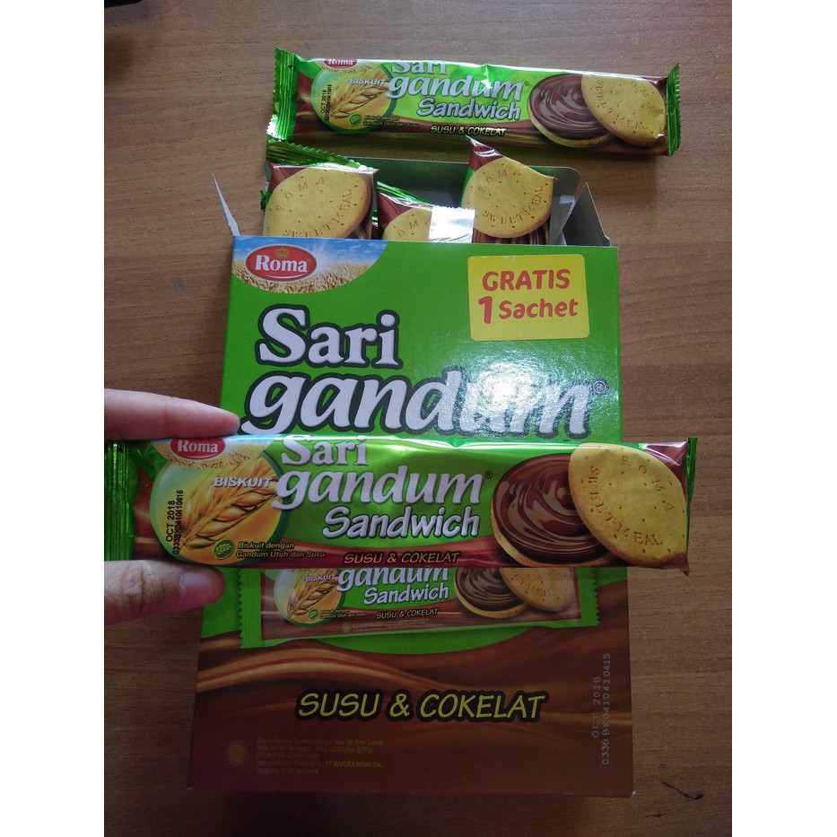 

Roma Sari Gandum Sandwich Coklat & Susu 38gr Pak