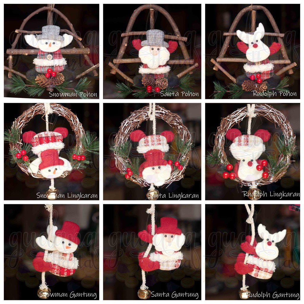 Gantungan Natal Ornamen Pohon Natal Hiasan Dekorasi Christmas Santa Snowman Rudolph Lucu GH 505501