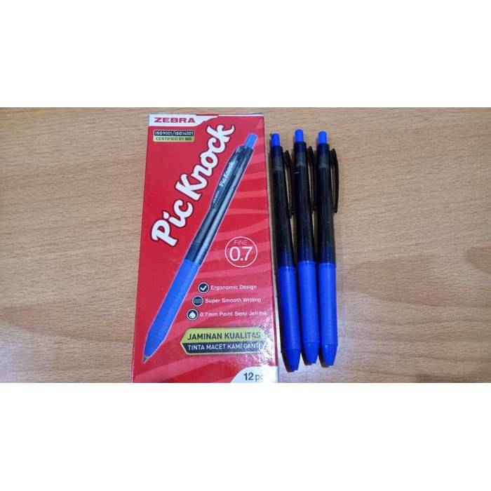 

ZEBRA. PENA SEMI GEL PIC KNOCK 0.7mm. - BIRU &#40- Perlusin &#41-