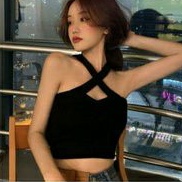 ILONA - Leny korean crop top atasan silang jersey 038