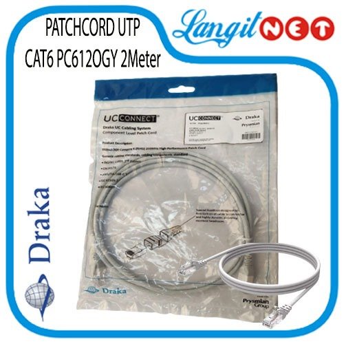 PATCHCORD DRAKA UTP CAT6 2METER PC6120GY GREY