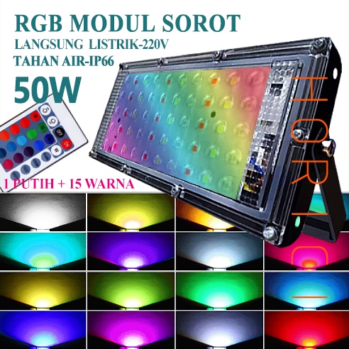 50W RGB LAMPU SOROT LAMPU HIAS / TEMBAK LED SLIM 50 WATT / LED FLOODLIGHT50 WATT AC 220V KAP SOROT