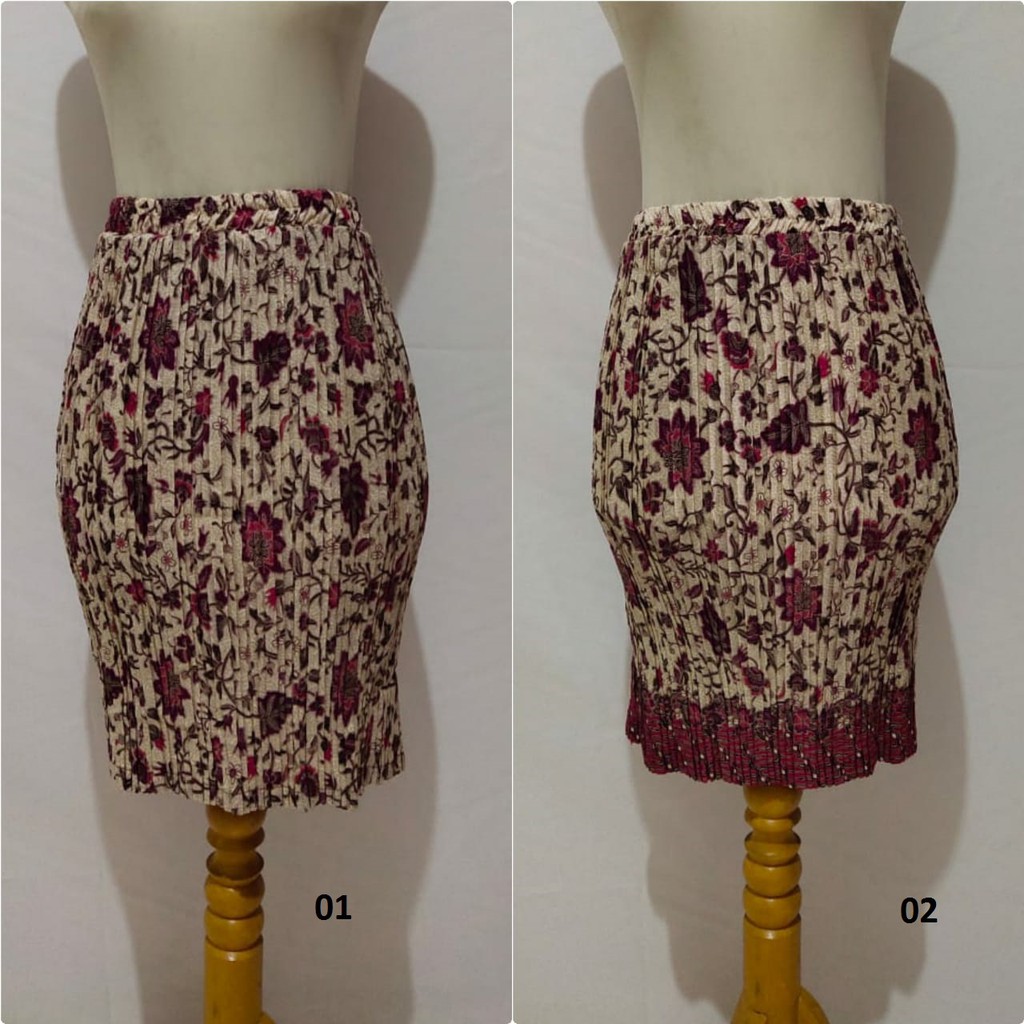 SB Collection Rok Pendek Salma Midi Batik Plisket Jumbo Wanita