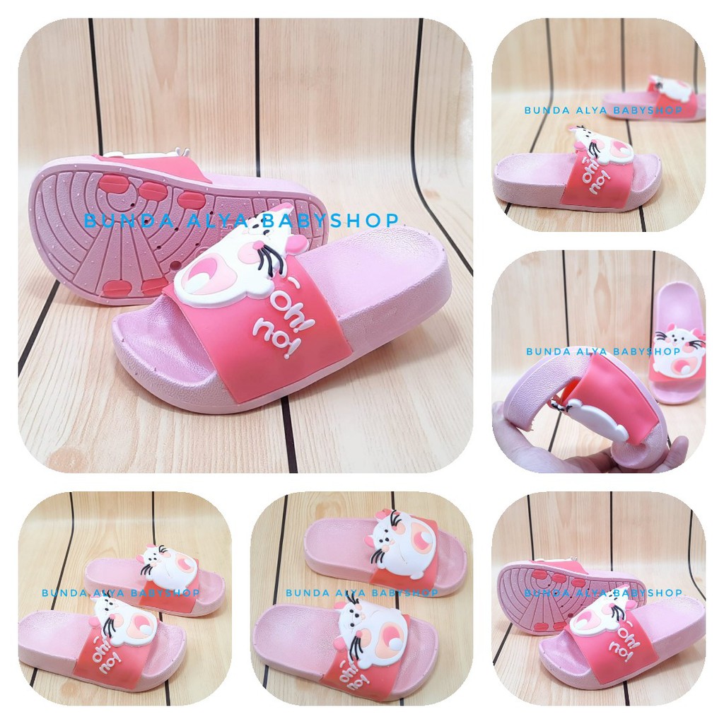 Sandal Anak Perempuan Usia 3 4 5 6 Tahun IMPORT PINK FANTA - Sandal Anak Cewek Elastis Anti Licin Size 28 - 33