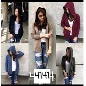 Linystore 4141 Kardigan hoodie topi rajut/cardigan wanita rajut polos/cardi rajut import