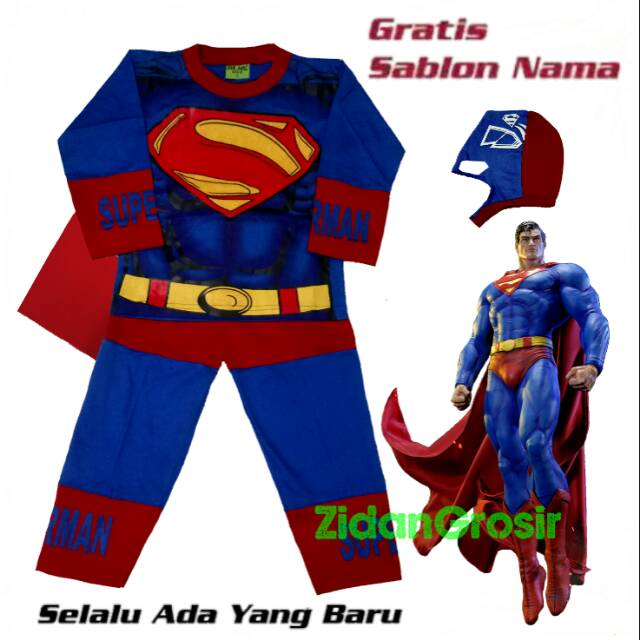 Kostum Superman Dan Topeng Kain Kaos Setelan Anak Kostum Superhero Kaos Anak Gratis Nama Termurah Shopee Indonesia
