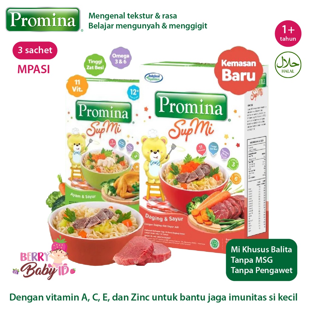 Promina Sup Mi Ayam Sayur &amp; Daging Sayur MPASI Makanan Bayi 12m+ Berry Mart