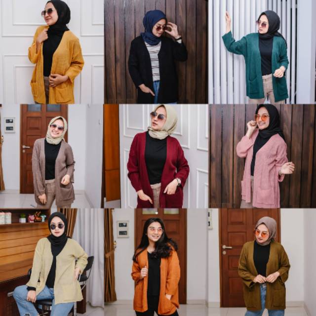 PREMIUM LOOCY POCKET CARDIE / KARDIGAN RAJUT SAKU POLOS locy Oversized cardy