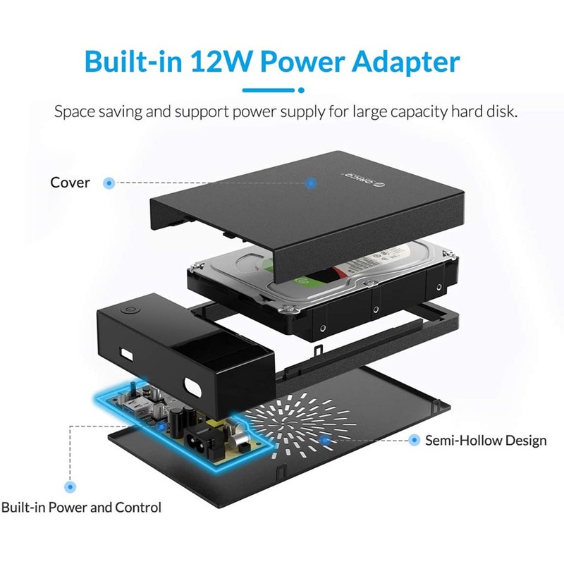 Orico Casing Hardisk HDD 3.5 &quot;Bulit-in Power 12V SATA Ke USB 3.0 Support 16TB