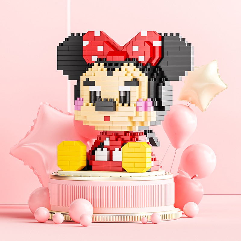 Partikel Kecil Kartun Boneka Bintang Delulinna Belle Mickey Rakitan Anak Blok Bangunan puzzle Pengembangan Hadiah Anak