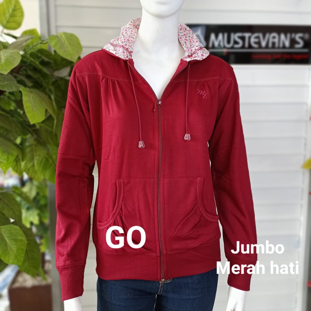 gof MUSTEVANS BIG SIZE JAKET WANITA Extra Size Jumbo Mama Size Sweater Polos Katun Casual Santai