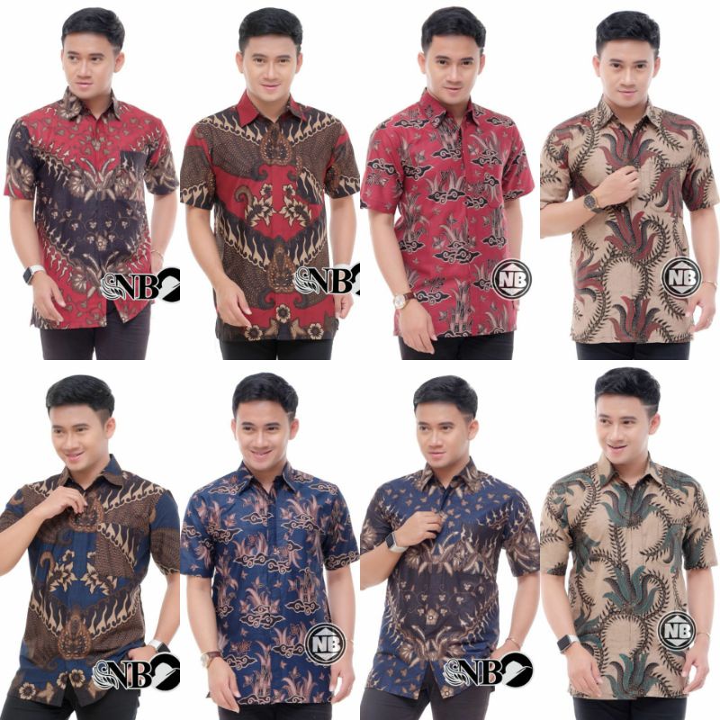 KEMEJA BATIK PRIA LENGAN PENDEK SIZE M L XL XXL  BSWART BatiK HRB026 Kenongo Hem Panjang Padi