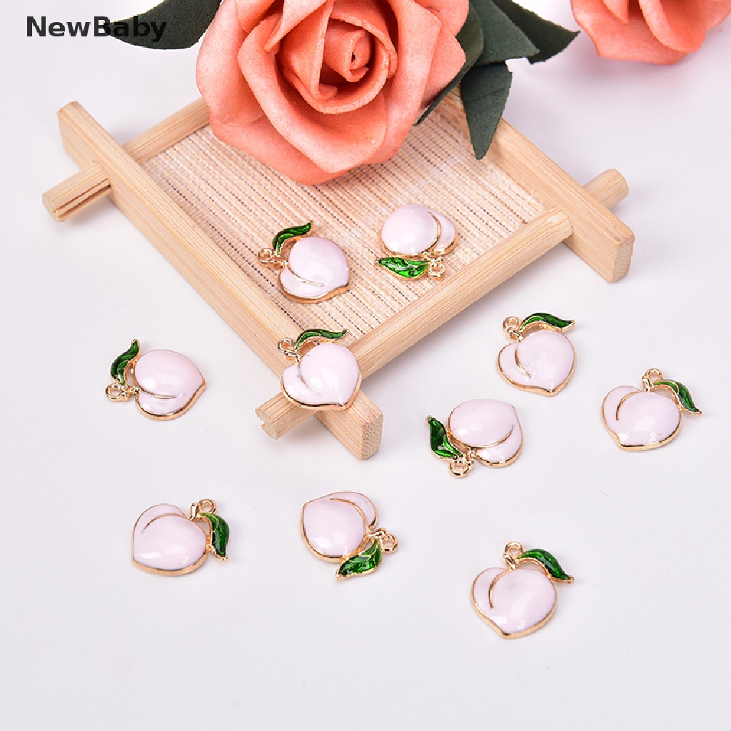 10pcs Liontin Bentuk Buah Peach Bahan Alloy Untuk Kerajinan Perhiasan
