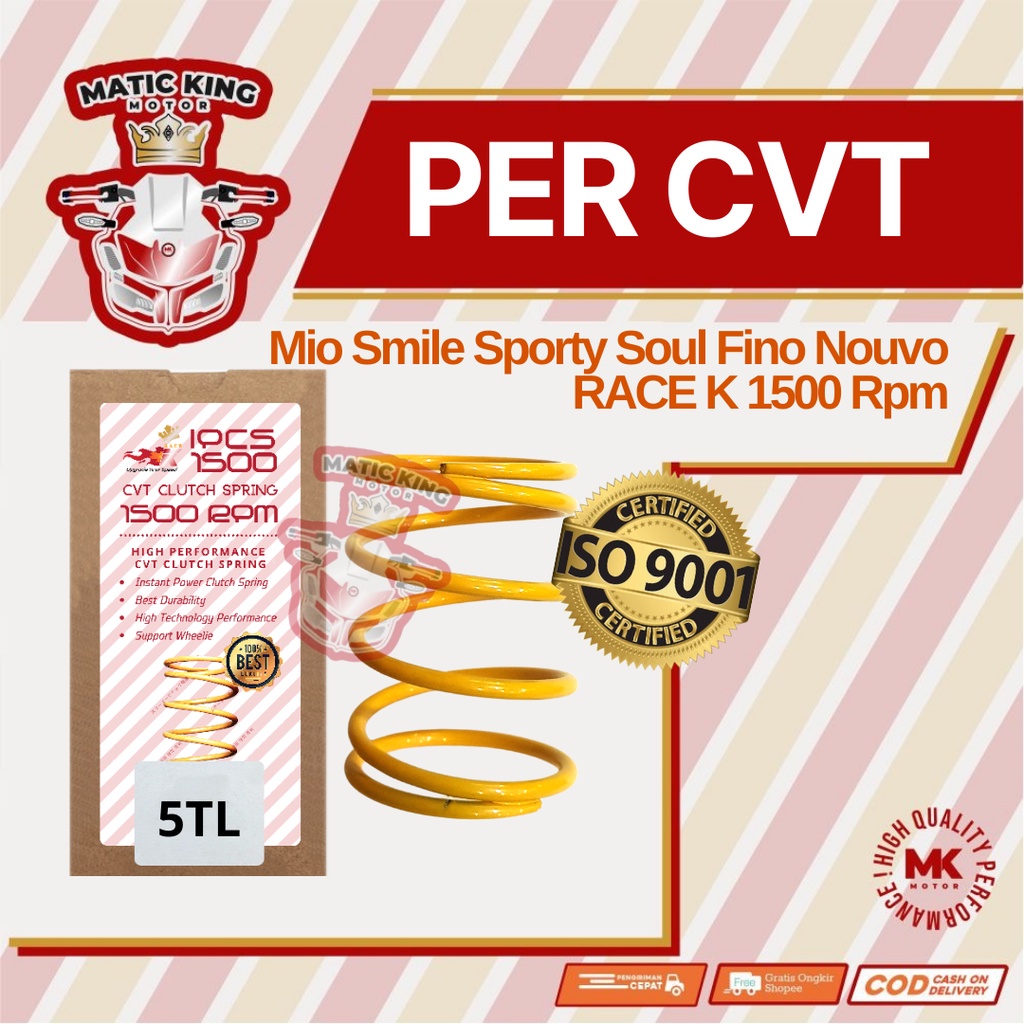 Per CVT Puli Pully Racing 5TL Mio Sporty Smile Soul 110 Karbu Race K 1500 RPM